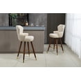 thumbnail image 6 of Luccalily Velvet Bar Stools Set of 2,the seat with a 360 degrees rotate Bar Stools with Back and Footrest,Modern Design and wooden Base for Kitchen,Bistro Pub, Dining Room Counter, 6 of 15