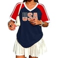 thumbnail image 3 of 2026 USA Soccer Jersey for Women, V-Neck Short Sleeve Game Day USA Soccer Shirt, American Soccer Fan Jersey for Game Day Party Casual Summer Outfit (Blue, L), 3 of 6