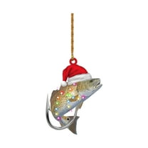 1 Pcs Fishing Christmas Ornaments,Fishing Ornament Gifts for Christmas Tree Hanging,2D Acrylic Printing Flat Christmas Ornament,Fishing Themed Christmas Ornaments Home Decoration Gifts for Adult,B