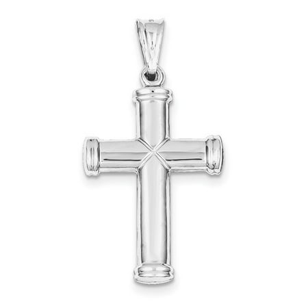 Sterling Silver Rhodium-Plated Hollow Reversible Cross Pendant