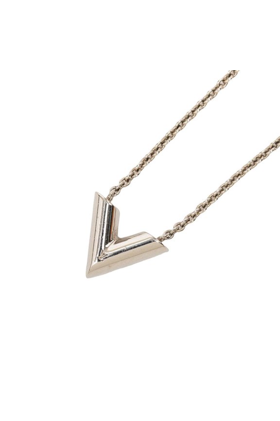 Pre-Owned Louis Vuitton Essential V Pendant Necklace M63197 Silver Metal Women's LOUIS VUITTON