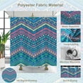 thumbnail image 5 of Blue Bohemian Shower Curtain,Teal Pink Boho Shower Curtain Set for Bathroom,Colorful Stripe Modern Fabric Bath Curtain with Hooks, 72x84in, 5 of 5