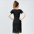 thumbnail image 2 of Ballroom Latin Jazz Cha Cha Cocktail Dance Practice Competition Dresses V Neck Short Sleeve Fringe, 2 of 7