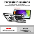 thumbnail image 3 of Case for Samsung Galaxy A13 4G with Camera Lens Sliding Cover, Heavy Duty Rugged Ring Stand Case, Military Grade Drop Resistant Magnetic Car Mount Shockproof Case for Samsung Galaxy A13 4G, Silver, 3 of 8