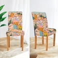 thumbnail image 3 of Yayeee 2 Pack Dining Chair Covers Stretch Parson Chairs Slipcovers Seat Protector, Orange Cityscape Painting, 3 of 6