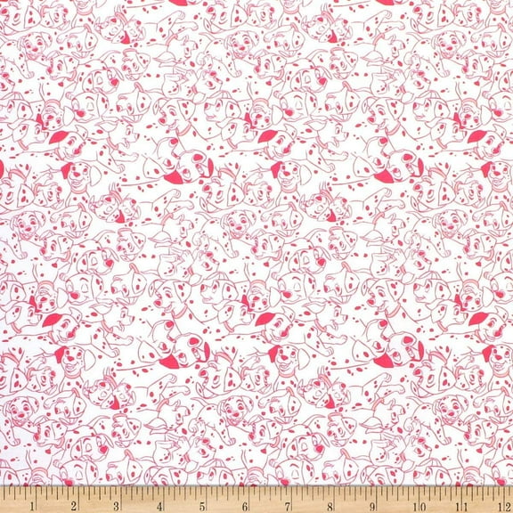 Disney 101 Dalmatians "Dalmatian Dot" in Pink 100% Cotton Fabric Sold by the Yard