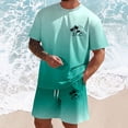 thumbnail image 2 of FUZHIQ Graphic Design Men's Gradient 2 Piece T-Shirt Shorts Set Tree Sunset Print Summer Casual Beach Vacation Loose Fit Tracksuits,XXXL, 2 of 5