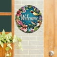 thumbnail image 2 of 1pc Round Spring Metal Tin Sign Welcome Hummingbird Vintage Metal Signs Rustic Flowers Wall Decor for Home Porch Living Room Greenhouse Farmhouse Yard Garden Indoor Outdoor 8 Inch Metal Sign Wall Deco, 2 of 7