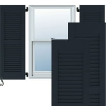 15"W x 38"H Americraft Two Equal Louver Exterior Real Wood Shutters (Per Pair), Starless Night Blue