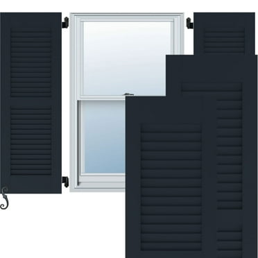 15"W x 38"H Americraft Two Equal Louver Exterior Real Wood Shutters (Per Pair), Starless Night Blue