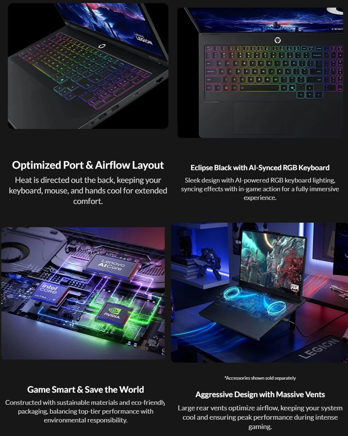 Lenovo Legion Pro 5i Gen 10 Gaming Laptop, Intel Core Ultra 9 275HX, 64GB DDR5 RAM, 4TB SSD, NVIDIA GeForce RTX 5070 Ti, 16" WQXGA (2560 x 1600), 24 Zone RGB Backlit, Wi-Fi 7, Windows 11 Pro