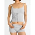 thumbnail image 5 of Yunliwuli Women Knitted Shorts Set, Square Neck Lacing Camisole with Elastic Waist Shorts Summer Outfit, 5 of 10