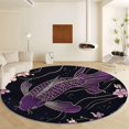 thumbnail image 1 of Round Rug 6ft Purple Carp, Flowers Area Indoor Circle Rug Round Washable Rug, Floor Mat Print Non Slip Carpet Kitchen Living Room Dining Room Playroom Decor, 1 of 1