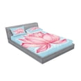 thumbnail image 2 of Ambesonne Nature Fitted Sheet & Pillow Sham Set, Gardening Lotus Flower, Queen, Pink Pale Blue, 2 of 2
