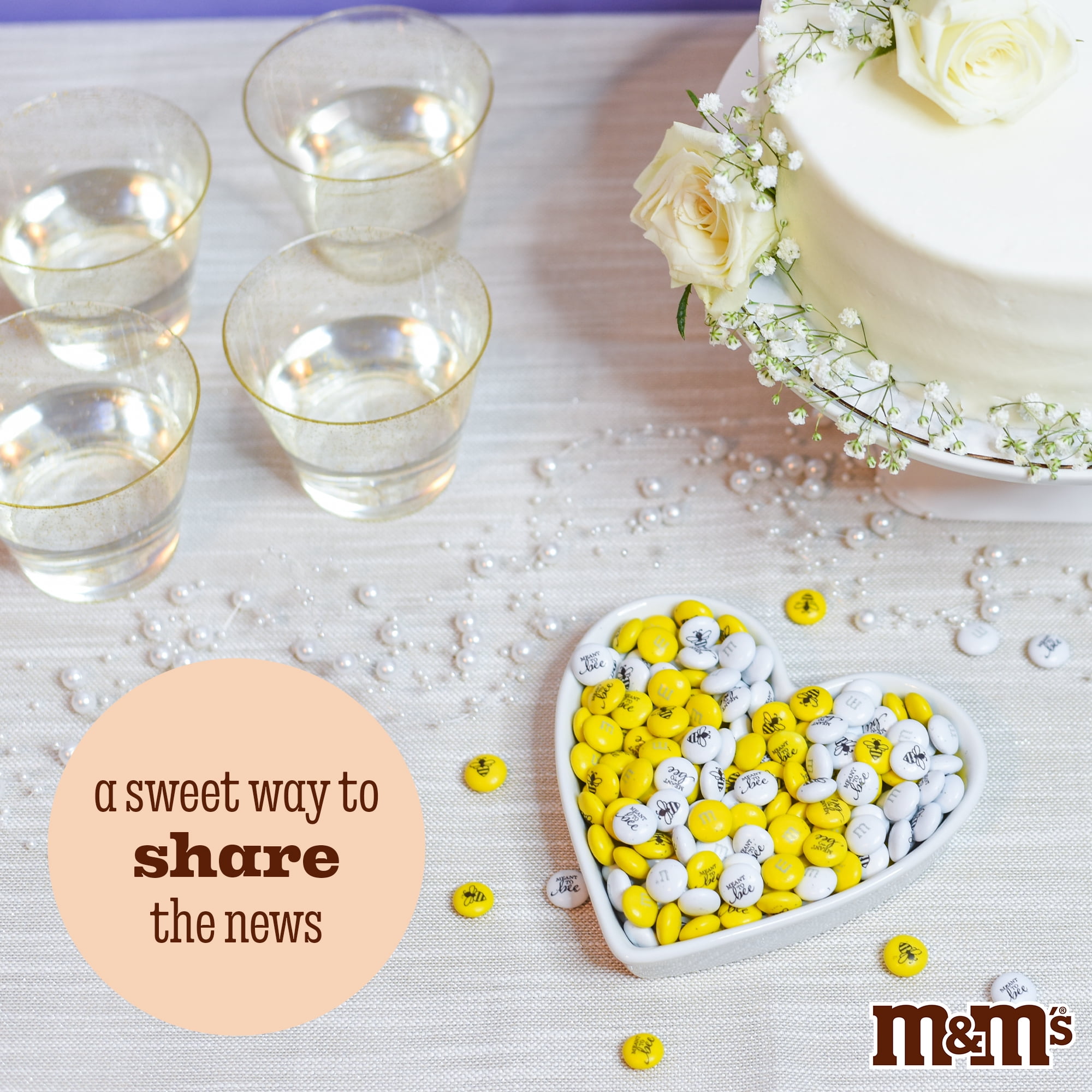 M&M'S Meant to Bee Engagement Party or Bridal Shower Milk Chocolate Candy, 2lb Resealable Bulk Bag