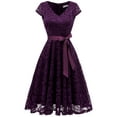 thumbnail image 3 of Dressystar Women Floral Lace Short Bridesmaid Dress Female Cap Sleeve Cocktail Party Dress, 3 of 8