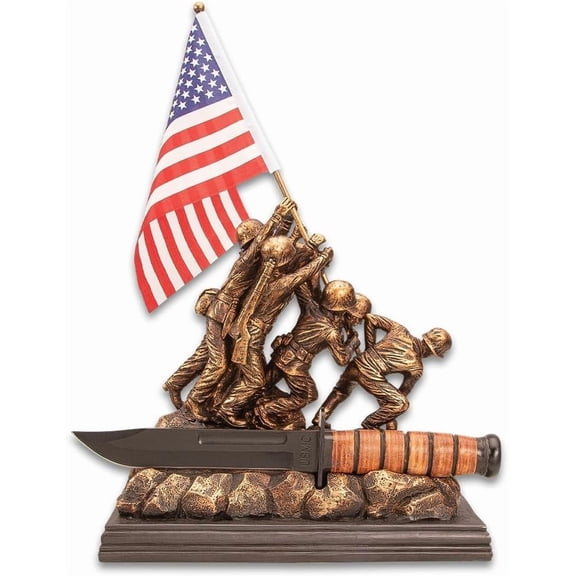 Raising The Flag at Iwo Jima Sculpture | Intricately Detailed Statue | Cold Cast Polyresin | Home | Dimensions 11”X 5”X 17”