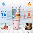 thumbnail image 4 of 40oz Cute Red Strawberry Stainless Steel Flip Straw Tumbler Spill Proof Travel Cup Double Wall Vacuum Insulated Coffee Mug with Top Handle, 4 of 6
