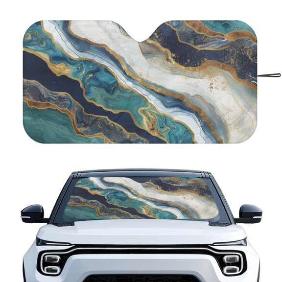 Xixirimido Windshield Sunshade for Car Foldable Front Window Cover Sun Shade Sun Visor Block UV Rays Universal Fit Automotive Accessories, Abstract Marble