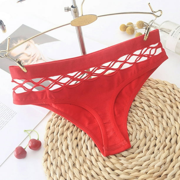Gibobby Tangas de mujer Sexy Color Out Hollow Seamless Mujeres Mujeres Ropa interior solida Bragas Lenceria Bragas de mujer Rojo G Walmart en linea
