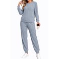 thumbnail image 4 of UVN Two Piece Sets for Women Casual Outfits Sets Textured Long Sleeve Shirts and Long Pants Lounge Set Fall Pajama Sets with Pockets, 4 of 9