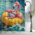 thumbnail image 2 of Funny Art Shower Curtain, 72" x 84", Summer Flaming Birds Swimming Circles Oil Painting Waterproof Bathroom Curtain Washable Shower Curtain Set with 12 Hooks, 2 of 8