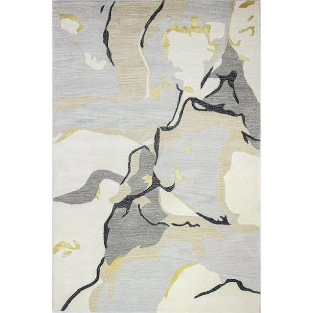Bashian R129-IVGY-4X6-HG382 3 ft. 9 in. x 5 ft. 9 in. Greenwich Contemporary Wool & Viscose Hand Tufted Rectangle Area Rug, Ivory & Grey