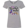 thumbnail image 3 of Inktastic Thankful and Blessed Inspirational Saying with Flowers Women's T-Shirt, 3 of 5