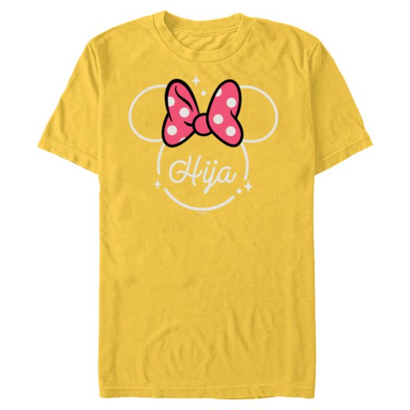 Disney Minnie Mouse Hija Head Icon Magic Family Trip Spanish- Short Sleeve Blended T-Shirt for Adults - Customized-Yellow