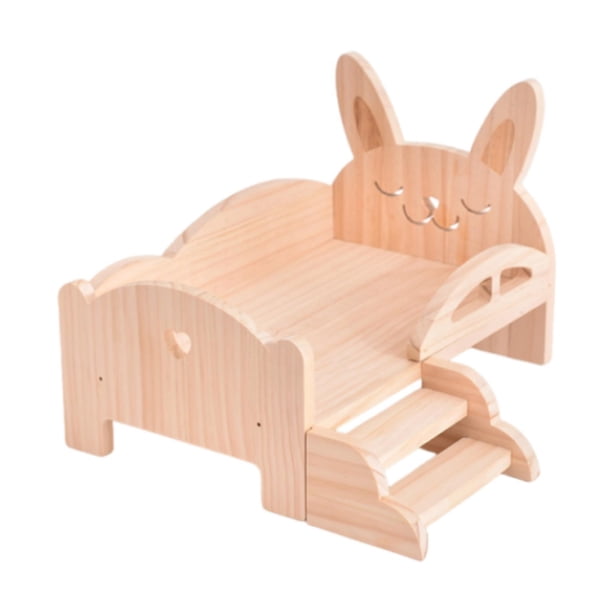 Mini cama de madera para muñecas BJD con forma de animal, ligera, decorativa, con dibujos animados. Conejito 34x22x145cm