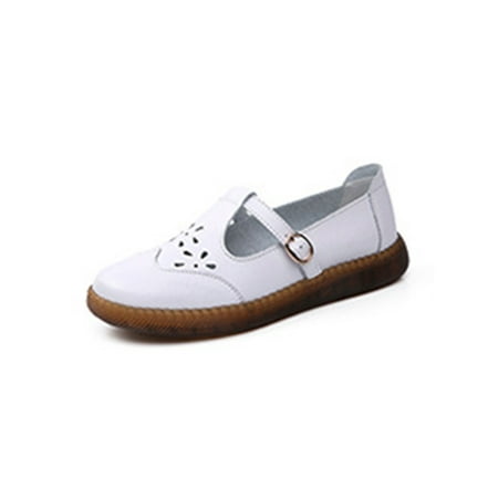 

Lacyhop Women s Ballets Fashion Buckles Flat Shoes Ladies Work Anti-Slip Hollow Out Sandals Lightweight Heels Flats