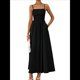 thumbnail image 1 of Vestidos Largos de Verano para Mujer, Vestido Informal con Tirantes Finos, Fruncido, Corte A, y Fluido. Negro S, 1 of 7