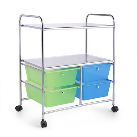 Jaxpety 4 Drawer Rolling Storage Cart Scrapbook Paper School Home Office Organizer on Wheels