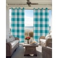 thumbnail image 4 of Turquoise Checkered Blackout Curtains 54 Inches Long for Bedroom, Farmhouse Buffalo Plaid Thermal Insulated Room Darkening Black Out Window Curtain Panels Grommet Drapes for Living Room, 4 of 8
