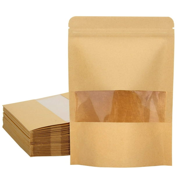 Bolsas Kraft de pie resellables, paquete de 50 unidades, Blisstime