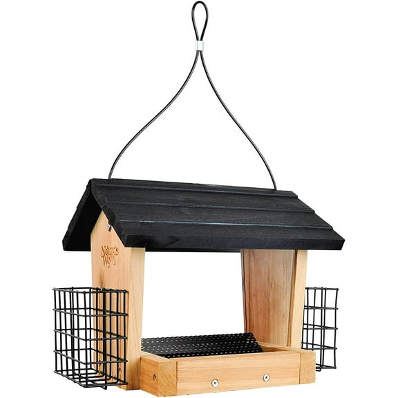 Nature's Way CWF28 Cedar 3 Quart Hopper Bird Feeder with Suet, 10 x 25.5 x 18
