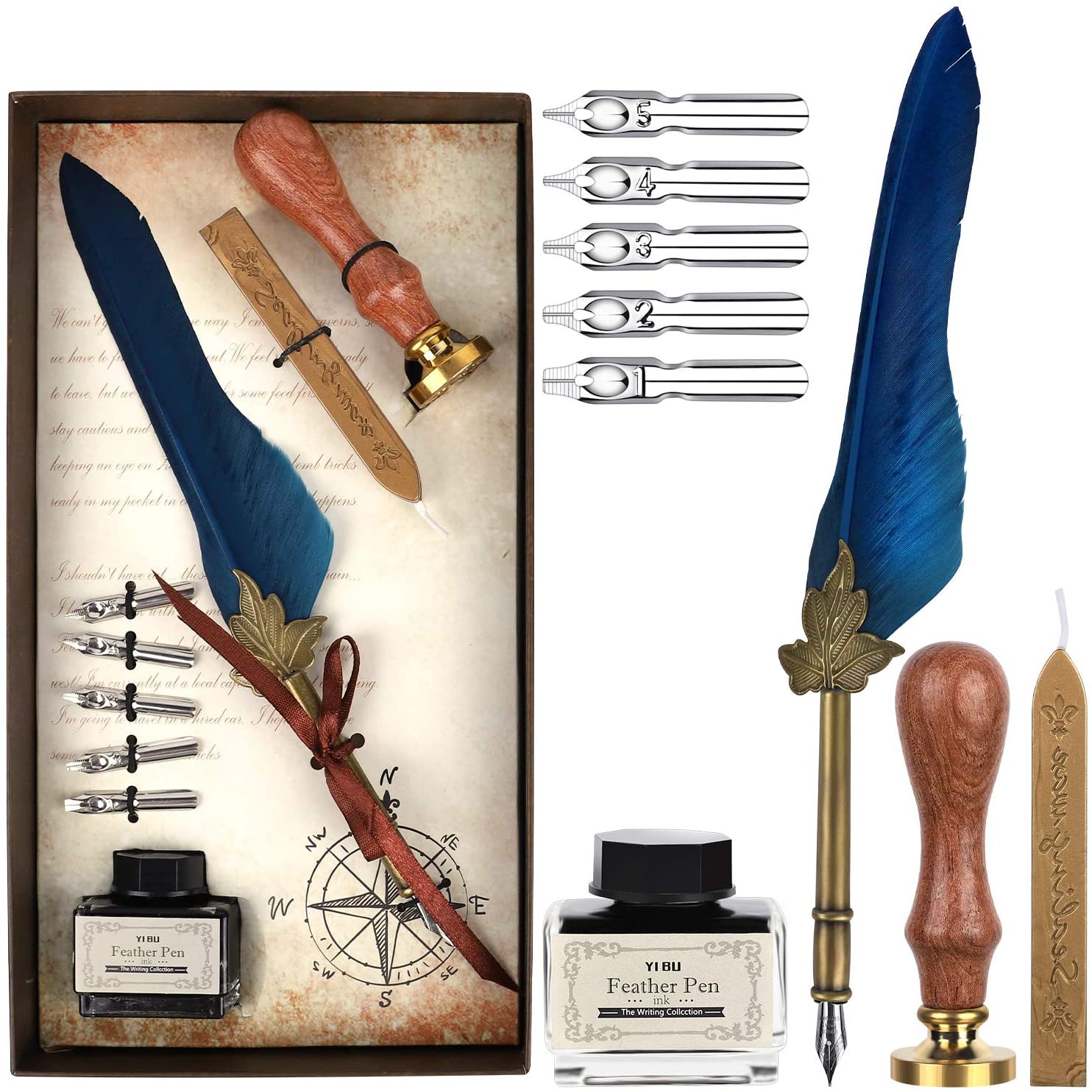 KSCD Quill Pen, Feather Pen Ink Pen Calligraphy Set Includes Dip Pen, 5 ...