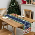 thumbnail image 4 of Navy Blue Christmas Dresser Scarf Farmhouse, Dining Table Decorations for Wedding/Parties, Santa Snowman Elk Gifts Snowflake Xmas Table Runner 60 Inches Long for Kitchen Dining, 13 x 60 In, 4 of 9