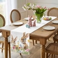thumbnail image 4 of Easter Table Runner 60 Inches Long for Kitchen Dining, Cartoon Cute Bunny Rabbit Flowers Floral Country Dresser Scarf Farmhouse, Dining Table Decorations for Wedding/Parties, 13 x 60 In, 4 of 8