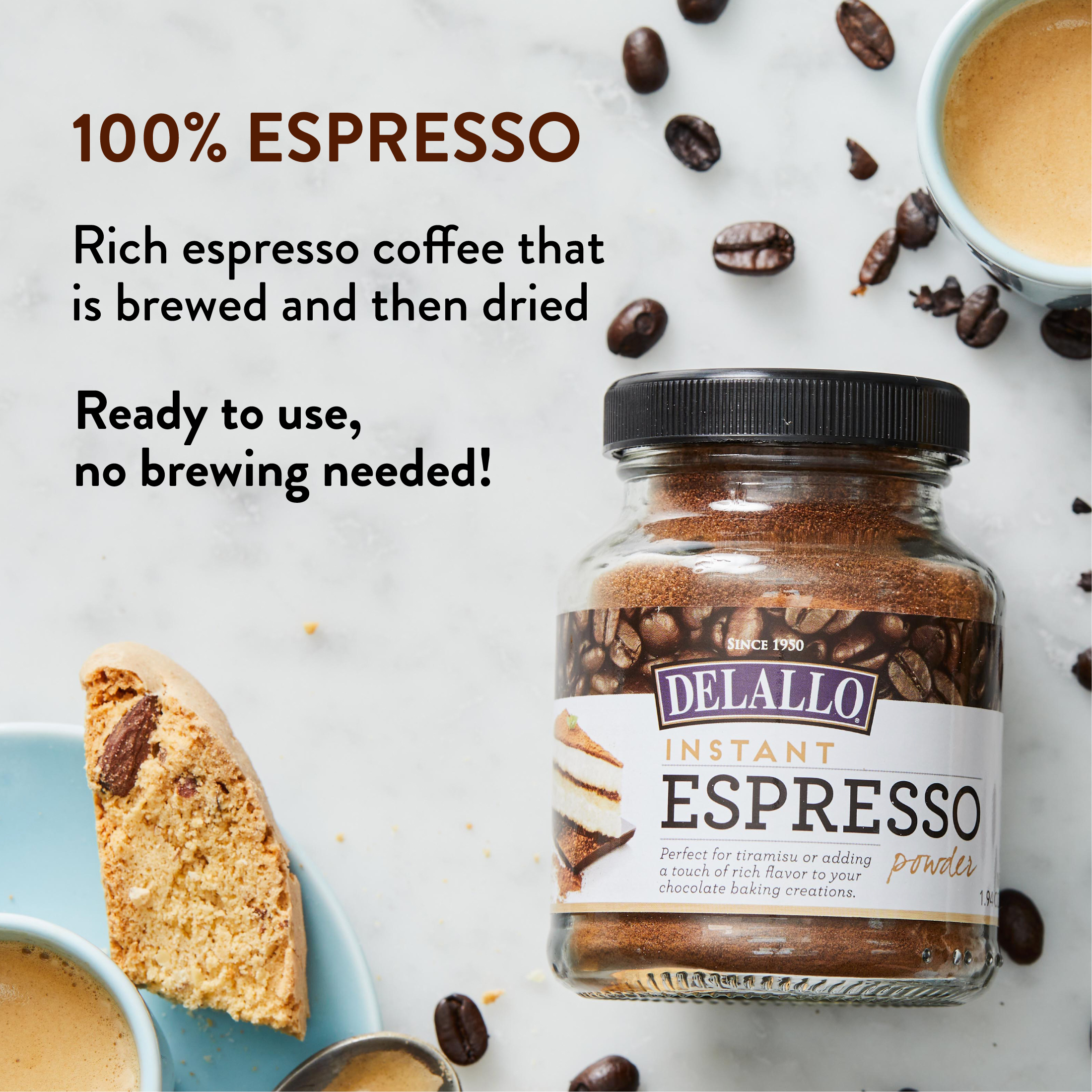 DeLallo Instant Espresso Powder for Baking & Drinks, 100% Instant Coffee, Non-GMO, 1.94 oz Jar - image 3 of 10