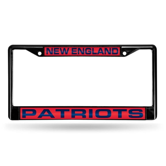 New England Football Patriots Black Metal License Plate Frame Holder