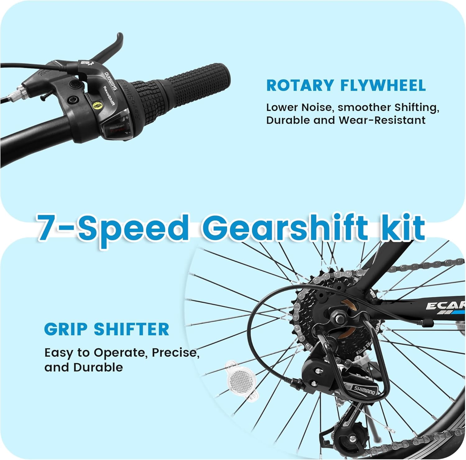 Ambifirner 20 Inch Fat Tire Mountain Bike With Shimano 7 Speed, Front And Rear V-Brakes All-Terrain Tires Bicycle