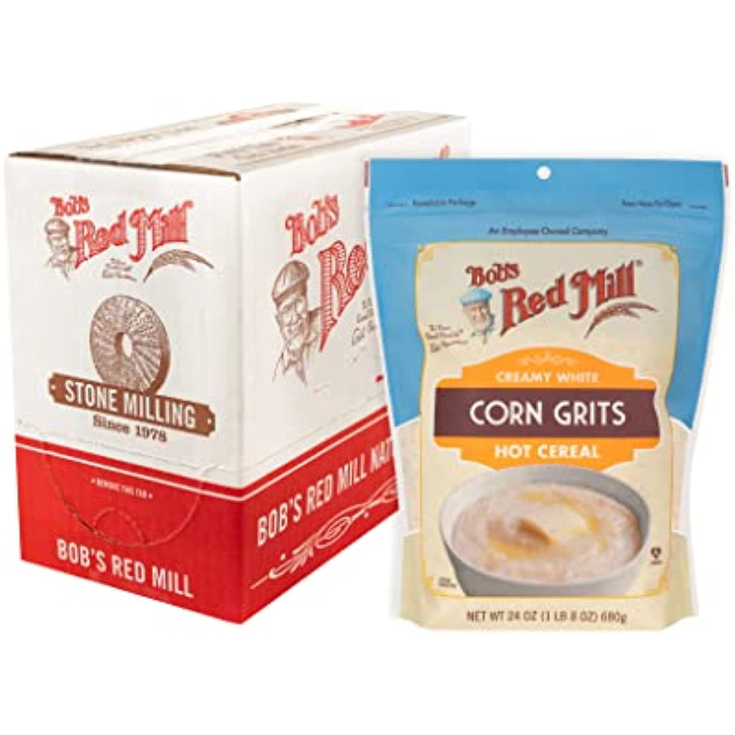 Bobs Red Mill Creamy White Corn Grits Hot Cereal Polenta 24 Ounce