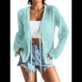 thumbnail image 2 of Cárdigan Informal de Playa para Mujer, de Larga, con Aberturas y Lazo Frontal de Crochet. Azul M, 2 of 7