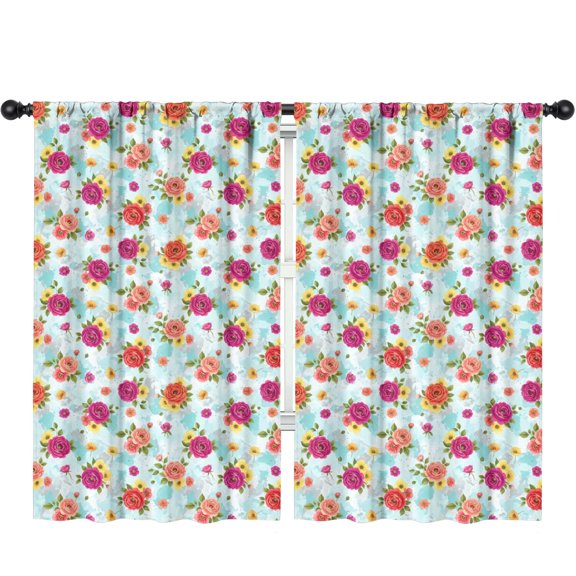 Blackout Kids Curtains,Pioneer Flower Floral Print Pattern Children's Insulated Curtains Set Of 2,Bedroom Essentials,Toddler Room Decor 52"x84"