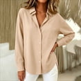 thumbnail image 5 of Luvrsol Womens Button Down Shirt Solid Blouse Long Sleeve Loose Tops for Commute & Daily Errands S-2XL, 5 of 5