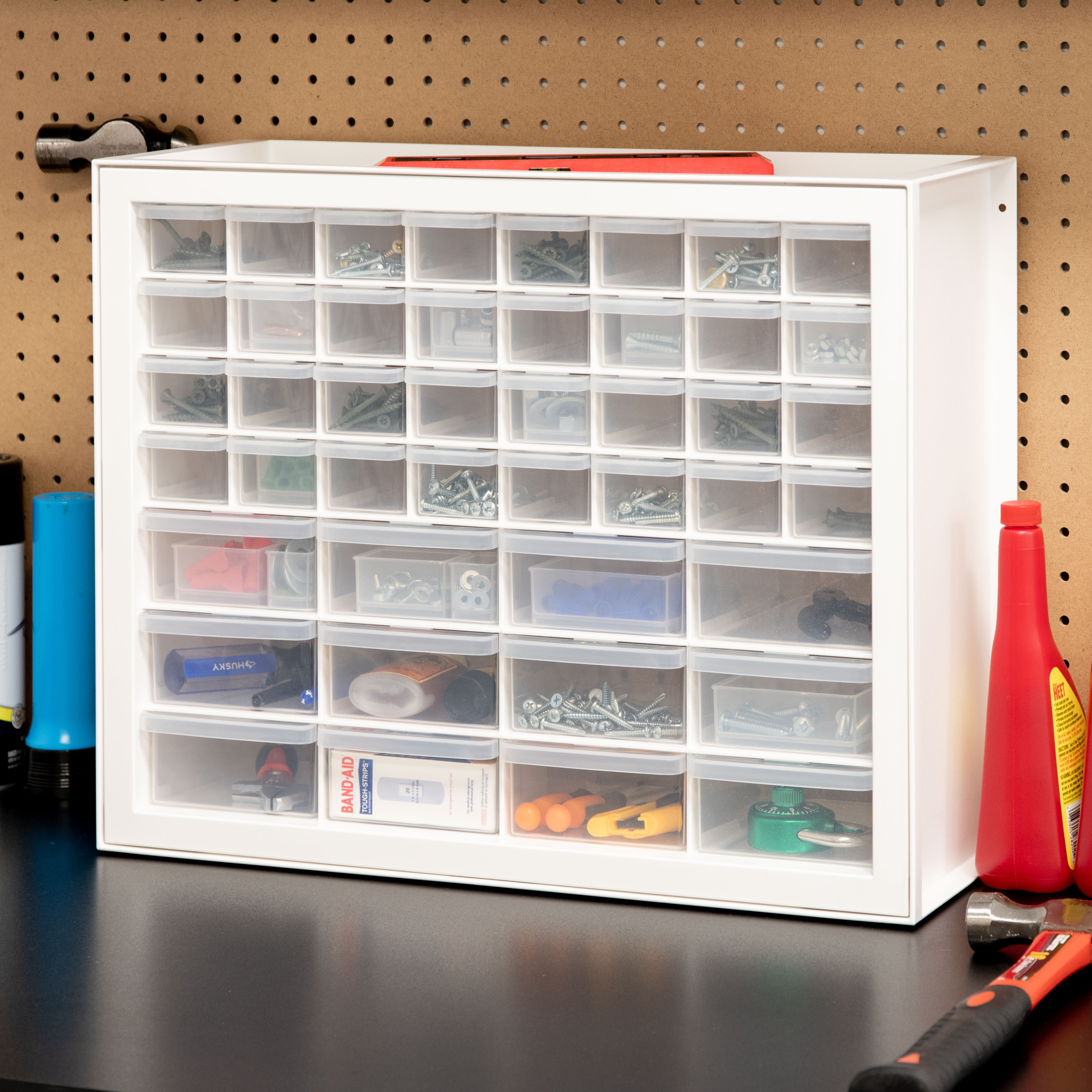 IRIS 44 Drawer Stackable Storage Cabinet for Hardware Crafts, White Small Brick Organizer Utility Chest