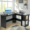 LShaped Computer Desk Large Corner Computer Desk with 2Tier Open