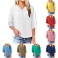 thumbnail image 1 of Chemises en Coton et Lin pour Femmes Grande Taille Couleur Unie Col Rond T-Shirt Haut en Lin Grande Chemise Rouge, 1 of 6