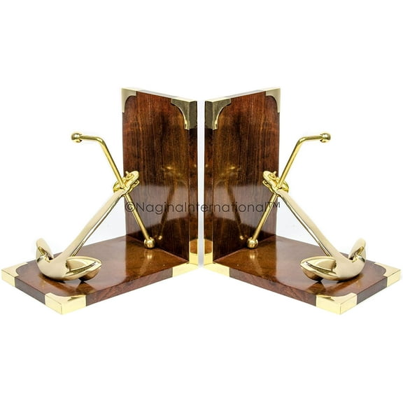 Nautical Ship's Solid Brass Anchor Styled Bookend | Book Holders | Nautical Gifts | Home Decor | Sailor's Inspired Maritime Collectible | Nagina International